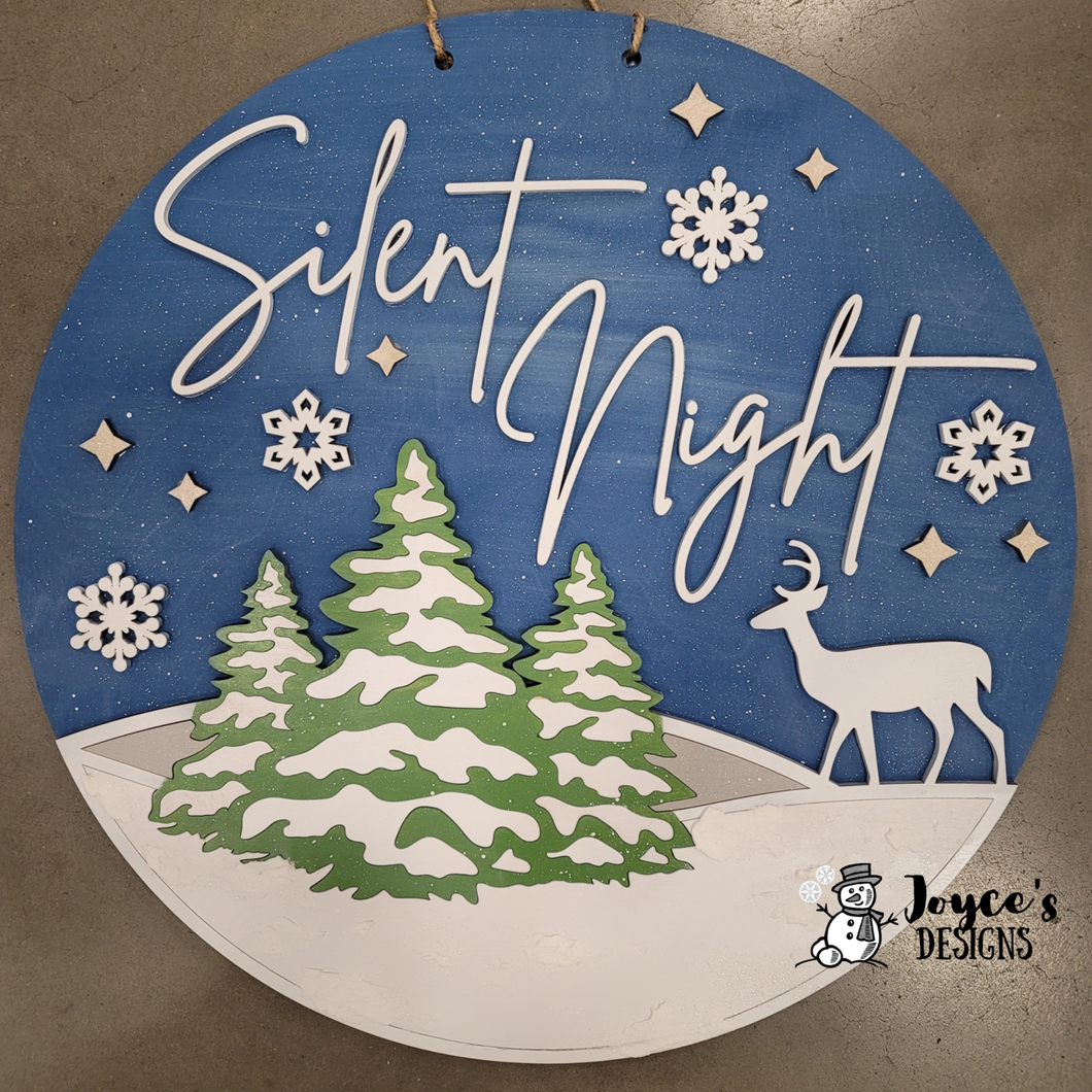 Silent night wildlife doorhanger