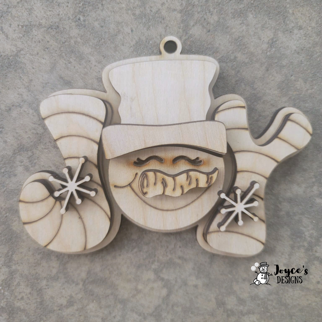 JOY Snowman Ornament – Unpainted Wood Blank