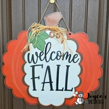 Load image into Gallery viewer, Welcome Fall Pumpkin Door Hanger Wood Blank | DIY Fall Décor
