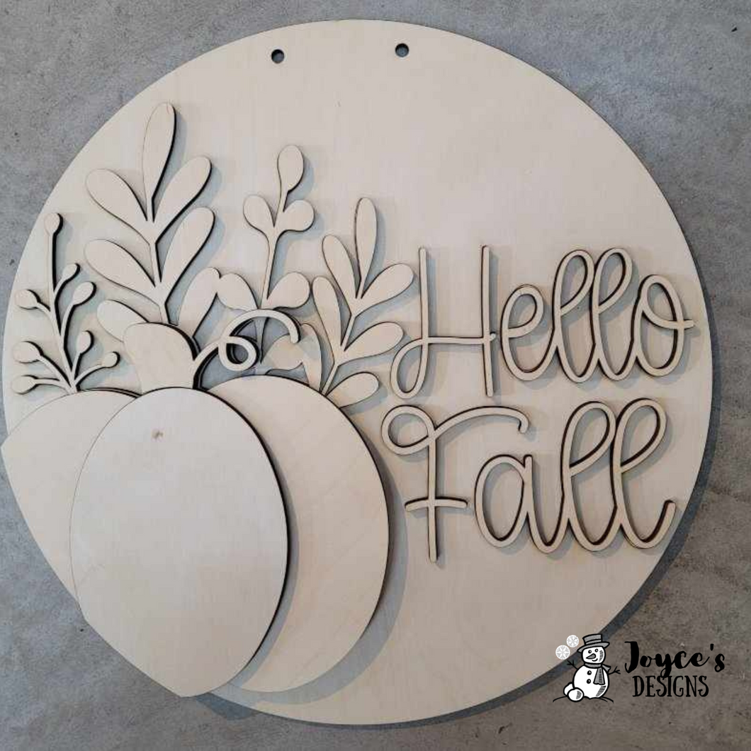 Hello Fall Doorhanger | DIY Unfinished Wood Blank for Autumn Decor
