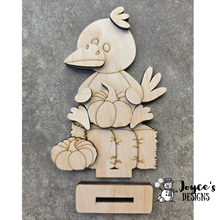 Load image into Gallery viewer, Crow on a Hay Bale Wood Blank | Unfinished DIY Fall Wood Cutout | 4" x 6.5"
