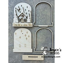 Load image into Gallery viewer, Come Let Us Adore Him Snow Globe Wood Blank | 5.25 x 6.75 DIY Christmas Craft
