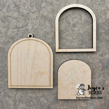 Load image into Gallery viewer, Arched Mini Ornament Frame – 3.5" x 4.25" DIY Wood Blank
