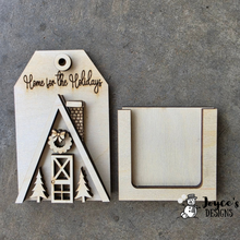 Load image into Gallery viewer, Ski Lodge Wood Blank with Gift Card Holder – DIY Winter Cabin Decor – Paintable Wood Craft for Holiday Gifting
