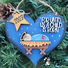 Load image into Gallery viewer, For Unto Us a Child Is Born, Christmas Wooden Ornament Kit, DIY Christmas Decor, Kids Christmas Crafts
