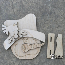 Load image into Gallery viewer, Snowman Face with Bird Shelf Sitter | 7.5x8.5 Unfinished Wooden Winter Decor | DIY Paint Kit
