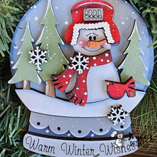 Load image into Gallery viewer, Warm Winter Wishes Snowman light up Snowglobe
