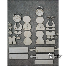 Load image into Gallery viewer, Gingerbread Couple on Rolling Pin Wood Blank | DIY Christmas Craft | 8.25" x 12.5"
