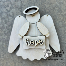 Load image into Gallery viewer, Hope Angel Christmas Ornament Wood Blank | 4.75 x 5 Inch DIY Craft
