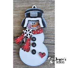 Load image into Gallery viewer, Ear Flap  Snowman 3x6 inch ornament
