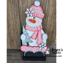 Load image into Gallery viewer, Mrs. Snowman with Tree Shelf Sitter – 6" x 12" DIY Wood Blank

