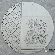 Load image into Gallery viewer, Bless This Home Door Hanger Wood Blank – DIY Paintable Door Sign, Faith-Inspired Home Decor, Unfinished Wood Craft
