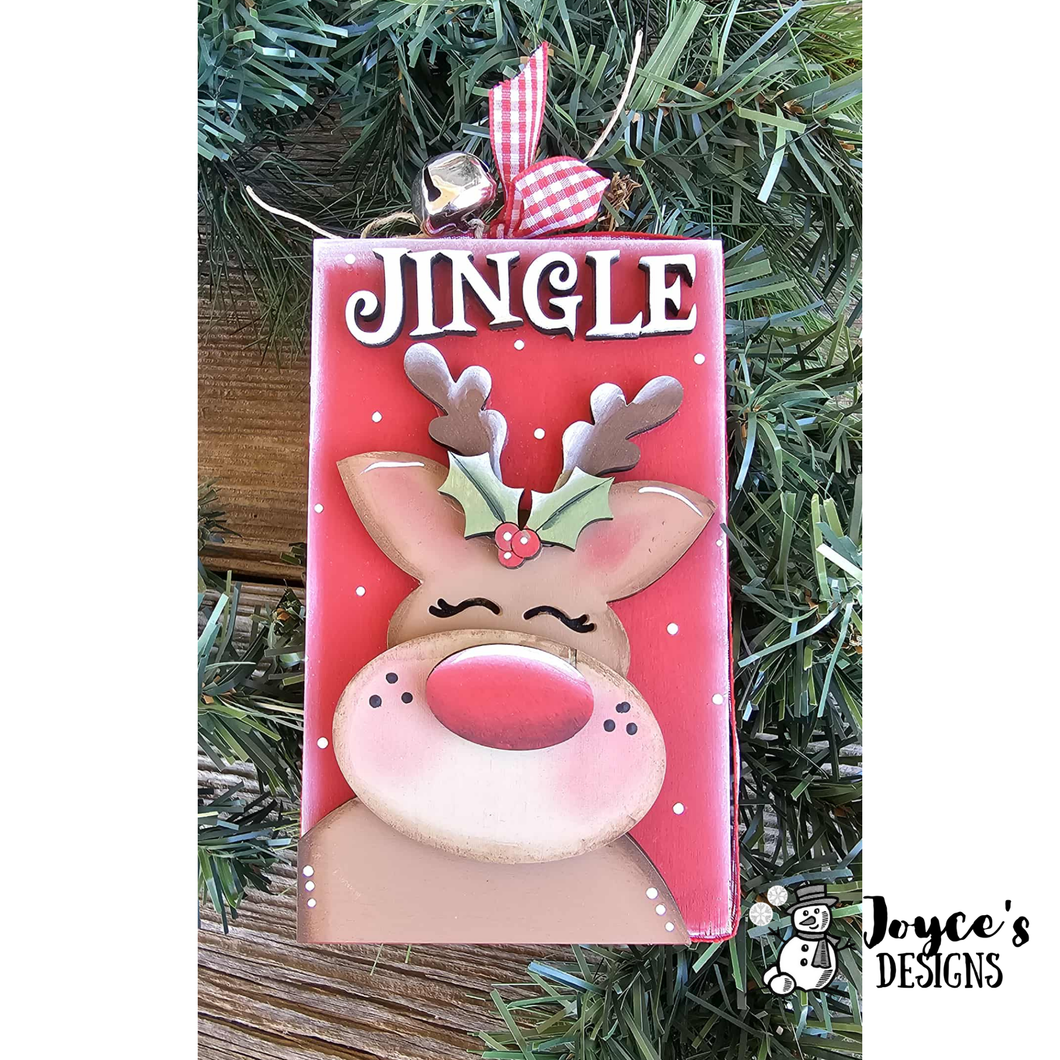 Jingle Reindeer Ornament  or Gift Card Holder Blank – DIY Wood Craft for Christmas Gifting