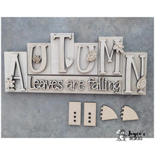 Load image into Gallery viewer, Autumn Word Block Shelf Sitter | DIY Wood Blank
