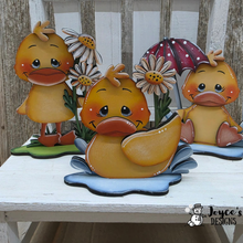 Load image into Gallery viewer, Wood Blank Shelf Sitter Duck with Daisy – 4x6.5 DIY Craft Kit | Spring Decor | Paint Your Own Wood Cutout
