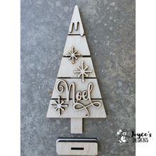 Load image into Gallery viewer, Tree Noel Shelf Sitter | 5.5x12 Rustic Christmas Decor | Primitive Farmhouse Holiday Wood Sign
