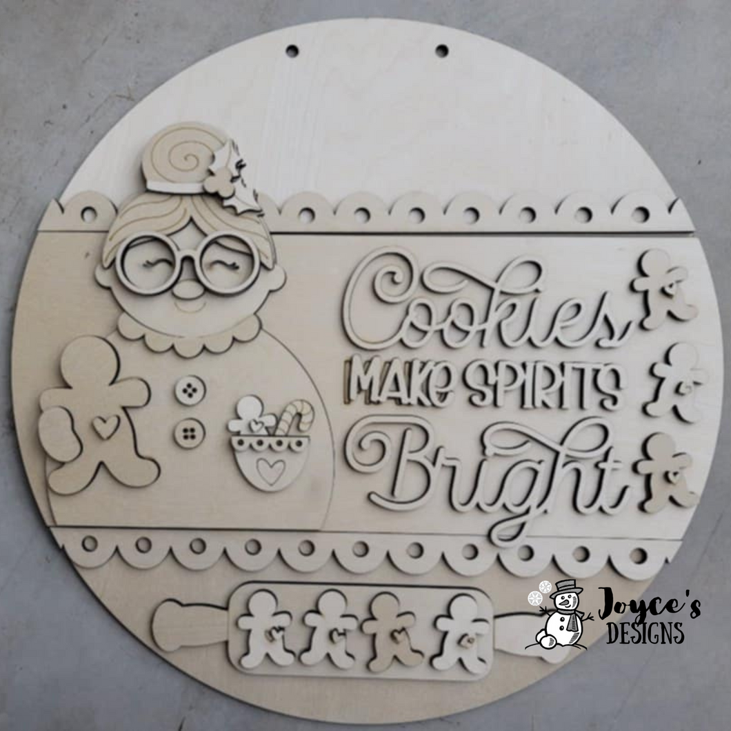 Mrs Clause Cookies Make Spirits Bright Doorhanger