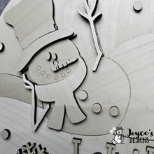 Load image into Gallery viewer, Let It Snow Goofy Snowman Door Hanger Blank – DIY Wood Craft for Winter Decor
