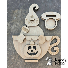 Load image into Gallery viewer, Ghost Tea Cup Wood Blank | 9.5 x 8 DIY Halloween Décor | Votive Not Included
