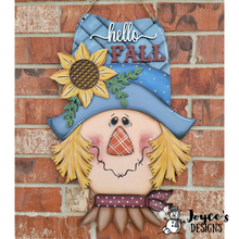 Load image into Gallery viewer, Hello Fall Scarecrow, Scarecrow sign, Fall decor, Fall Doorhanger
