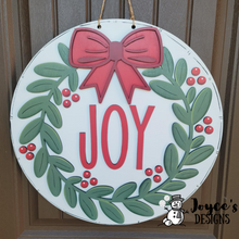 Load image into Gallery viewer, Joy with a Wreath Doorhanger
