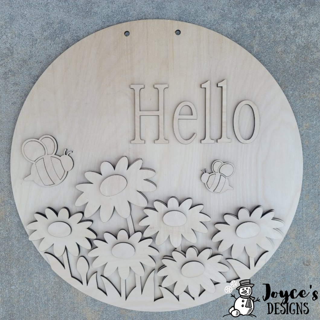 Hello Daisy and Bee Door Hanger