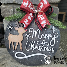 Load image into Gallery viewer, Merry Christmas Reindeer Door Hanger Wood Blank – Ready to Paint (Door Decor DIY)
