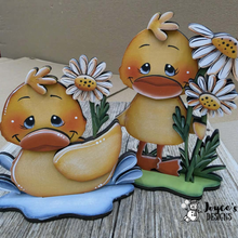 Load image into Gallery viewer, Wood Blank Shelf Sitter Duck with Daisy – 4x6.5 DIY Craft Kit | Spring Decor | Paint Your Own Wood Cutout
