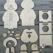 Load image into Gallery viewer, Snowman Votive Shelf Sitter | 4x10 Unfinished Wooden Winter Decor | DIY Paint Kit
