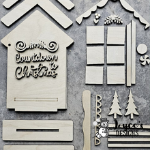 Load image into Gallery viewer, Gingerbread House Christmas Countdown Shelf Sitter Wood Blank with Trees
