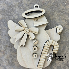 Load image into Gallery viewer, Snow Angel Ornament Wood Blank 4.5" x 5" | DIY Christmas Ornament | Unfinished Wood Craft | Paint Your Own Holiday Ornament

