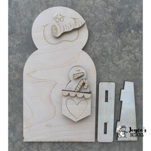 Load image into Gallery viewer, Snowman Pocket Shelf Sitter | 5.5x10.25 Unfinished Wooden Winter Decor | DIY Paint Kit
