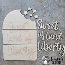 Load image into Gallery viewer, Sweet Land of Liberty Popsicle sign, 4th of July, America, Americana, July Door hanger, American Door Hanger, 4th of July Door Hanger, Made in America, Made in USA, Gnome Decor, Land of the Free, Gnome Porch Decor, 4th of July Southern Decor
