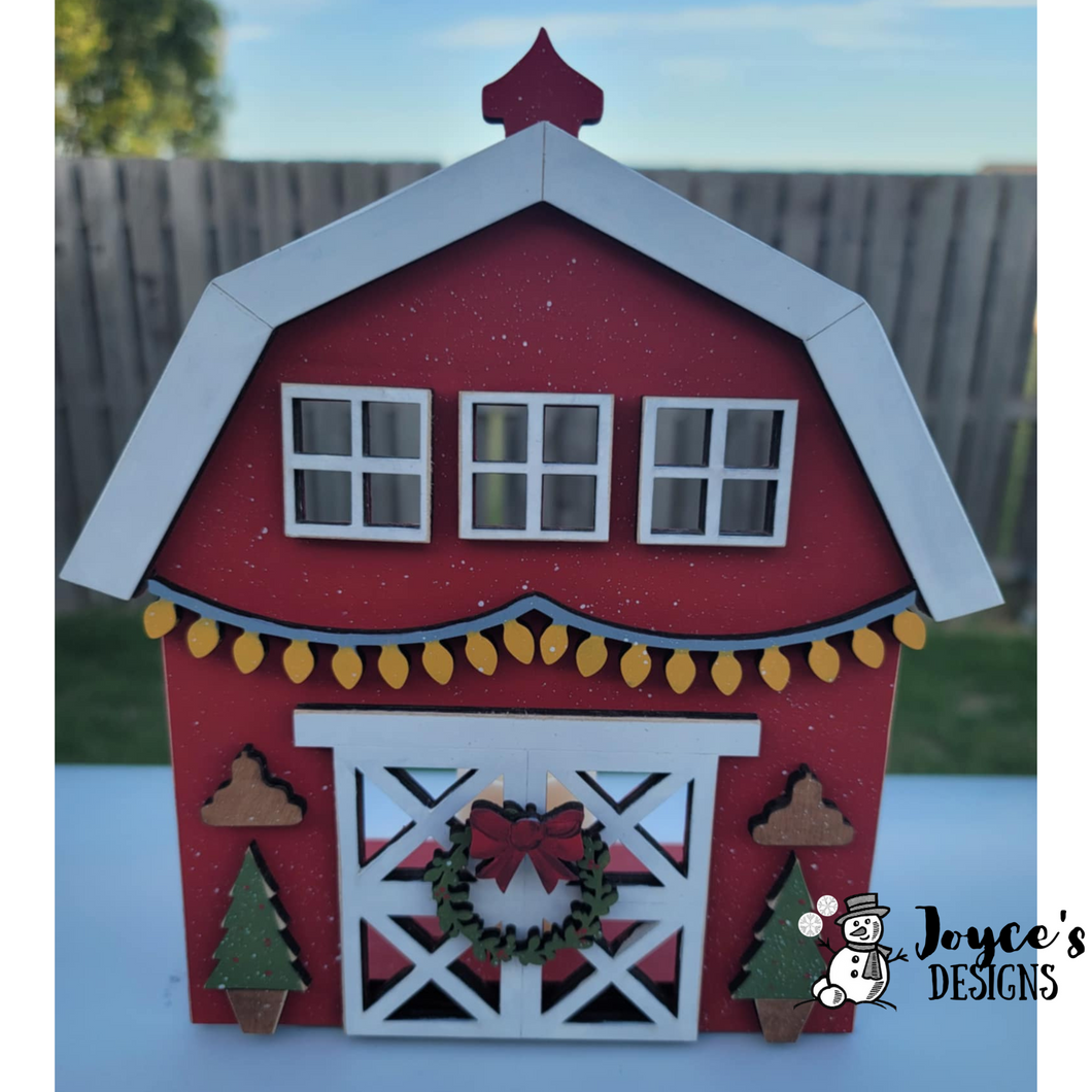 Christmas Barn Votive Shelf Sitter