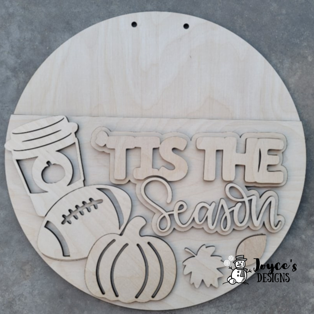 Fall Football “Tis the Season” Door Hanger – DIY Wood Blank with Pumpkin Spice Latte & Pumpkin