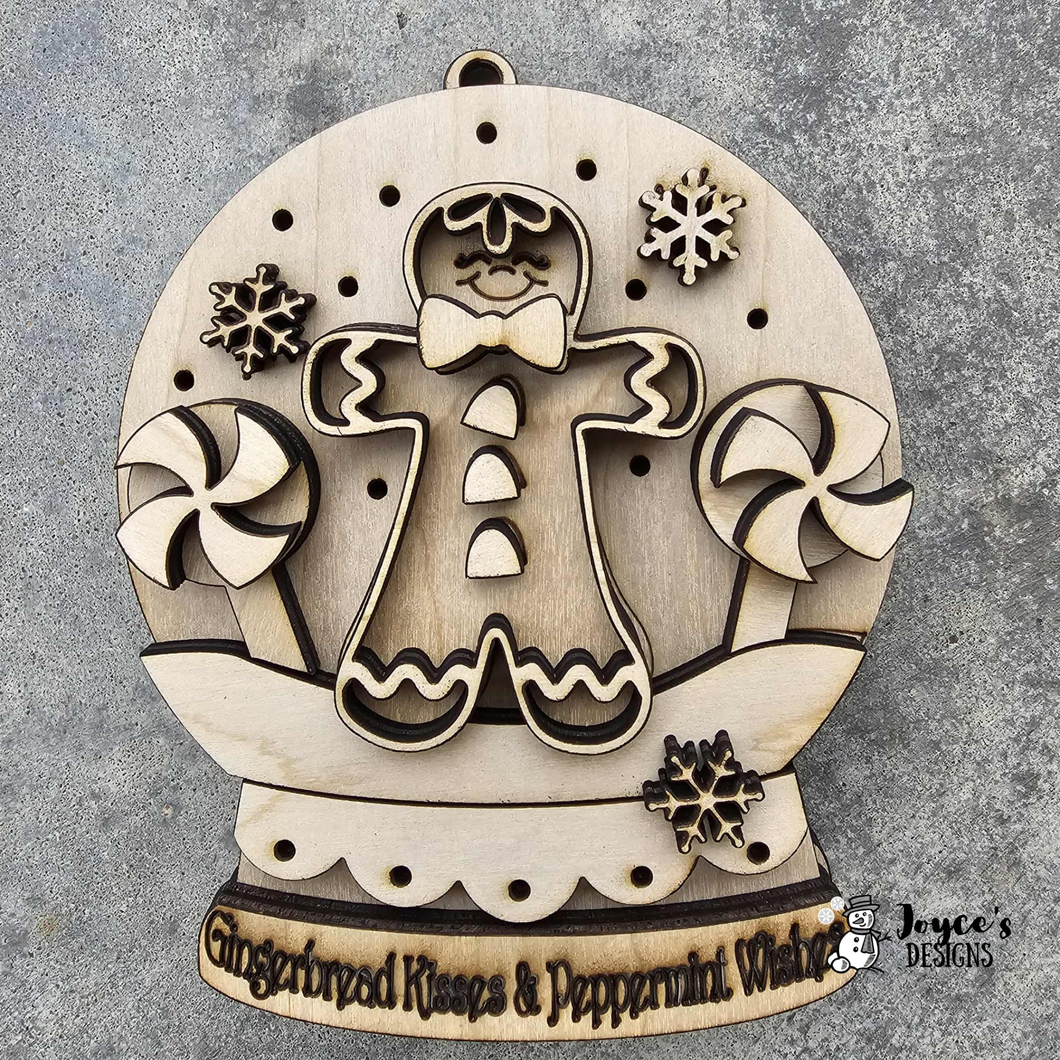 Gingerbread Kisses and Peppermint Wishes Gingerbread light up Snow Globe