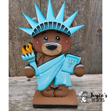 Load image into Gallery viewer, Bear Statue of Liberty Shelf Sitter Wood Blank – 3.5x6 Patriotic DIY Craft
