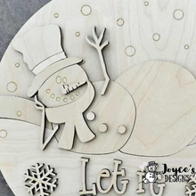 Load image into Gallery viewer, Let It Snow Goofy Snowman Door Hanger Blank – DIY Wood Craft for Winter Decor
