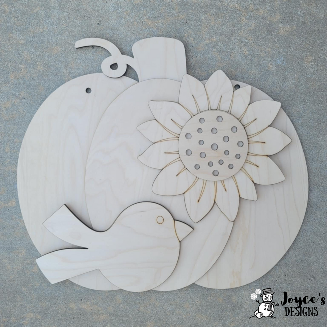 Sunflowers and Pumpkin Shaped Doorhanger