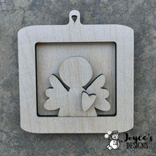 Load image into Gallery viewer, Whimsical Angel Frame Ornament Wood Blank | 4.5 x 5 DIY Christmas Ornament
