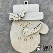 Load image into Gallery viewer, Snowman Mitten Ornament Wood Blank | 3.5 x 5 DIY Christmas Ornament
