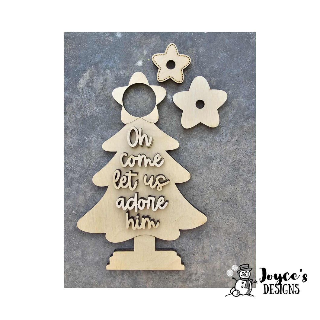 O Come Let Us Adore Him Tree Tealight Votive