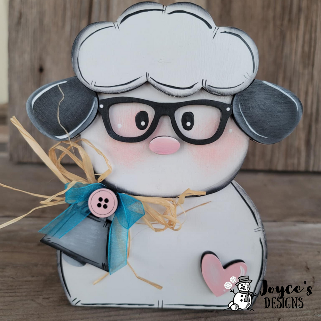 Lamb With Glasses Shelf Sitter