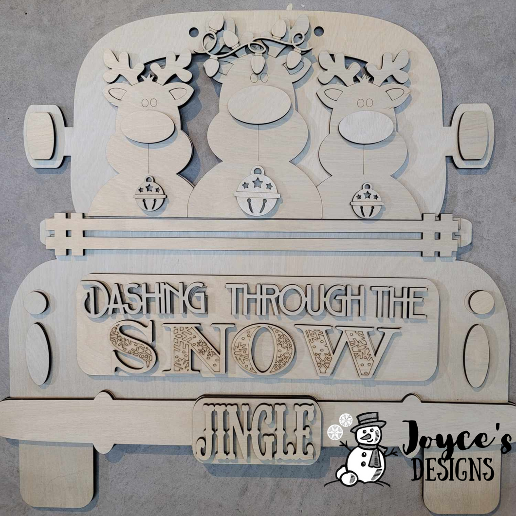 Dashing Through the Snow Reindeer Door Hanger, Christmas Wood Doorhanger Kit, DIY Door Decor, Front Porch Christmas Decor