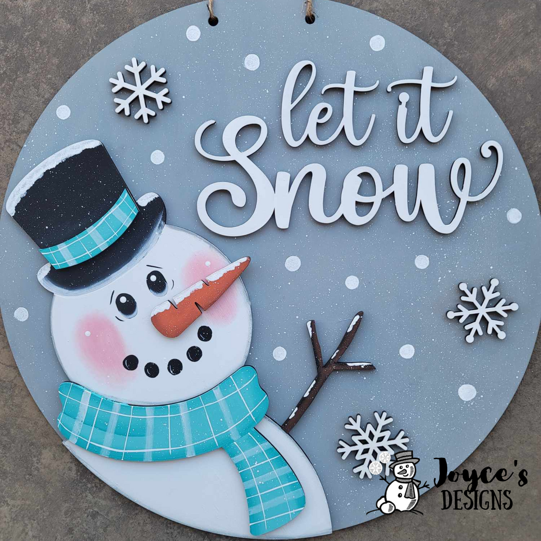 Let it Snow Circle Snowman Door Hanger, WinterWood Doorhanger Kit, DIY Door Decor, Front Porch Winter Decor