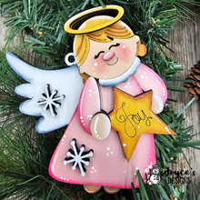 Load image into Gallery viewer, Angel Ornament with “Joy” Star | Wooden Christmas Tree Ornament
