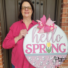 Load image into Gallery viewer, Hello Spring Tulip Cutout Doorhanger
