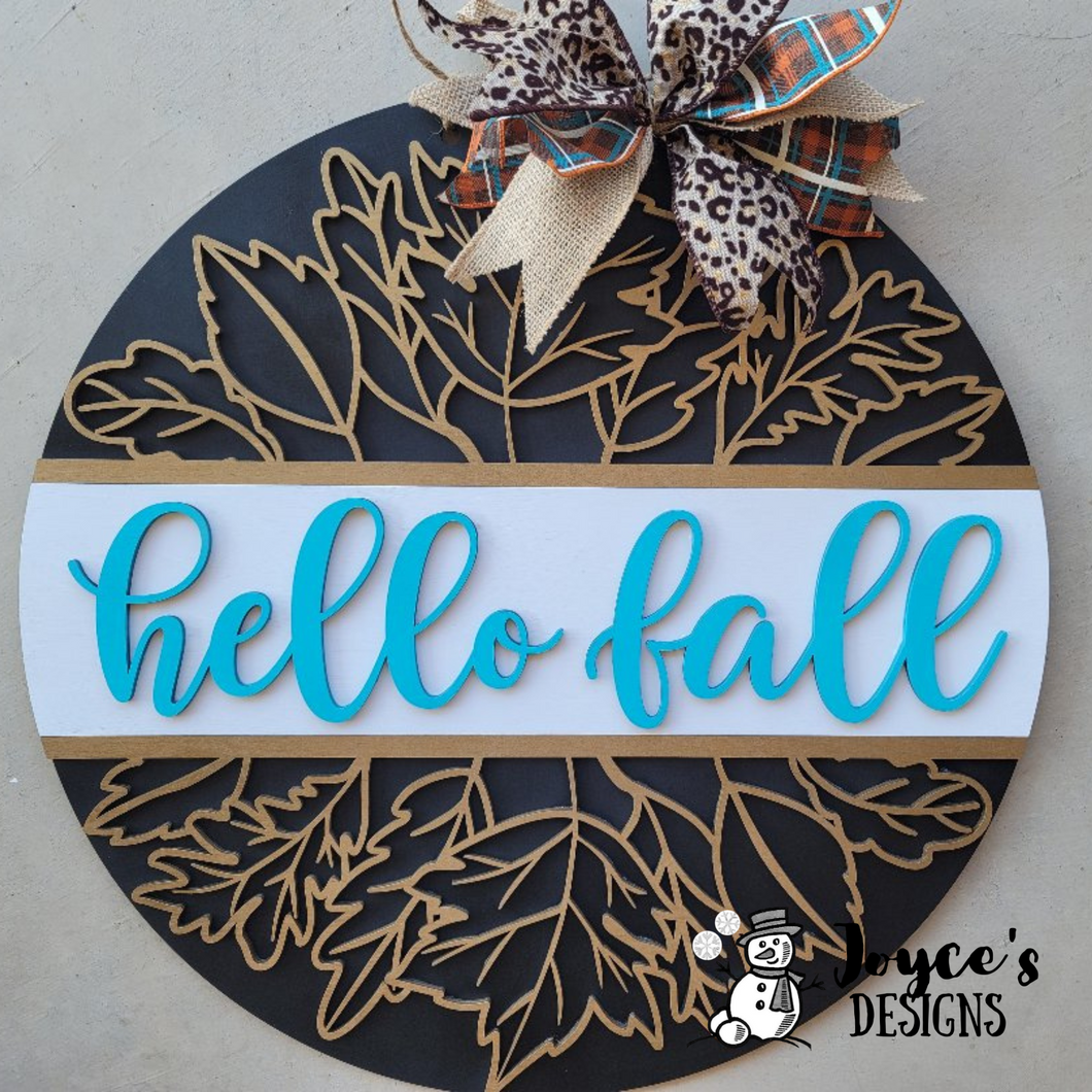 Hello Fall Leaves Doorhanger