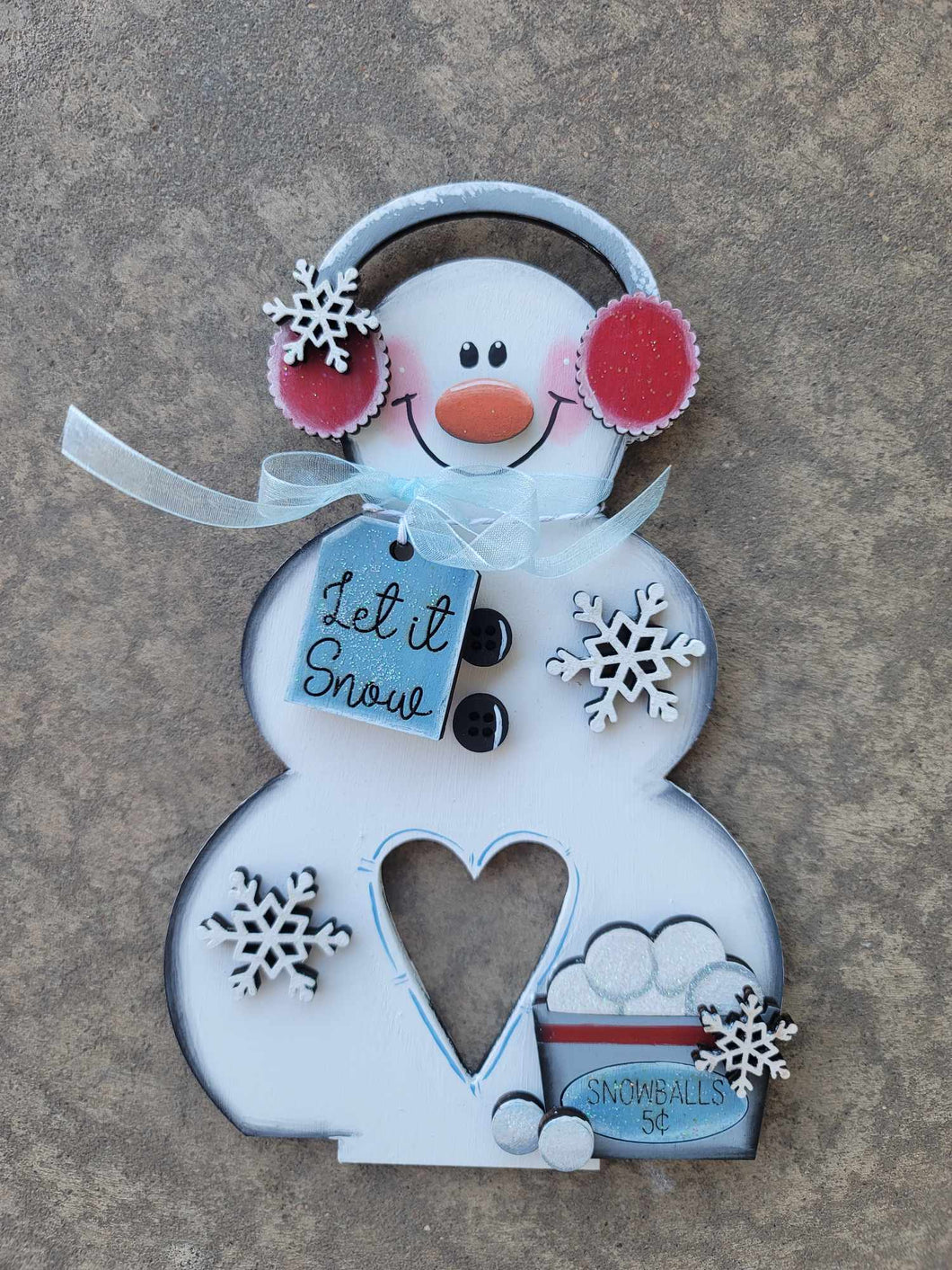 Tealight Snowman Heart Cutout/Let it Snow