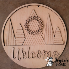 Load image into Gallery viewer, Welcome Pine tree Wreath Doorhanger
